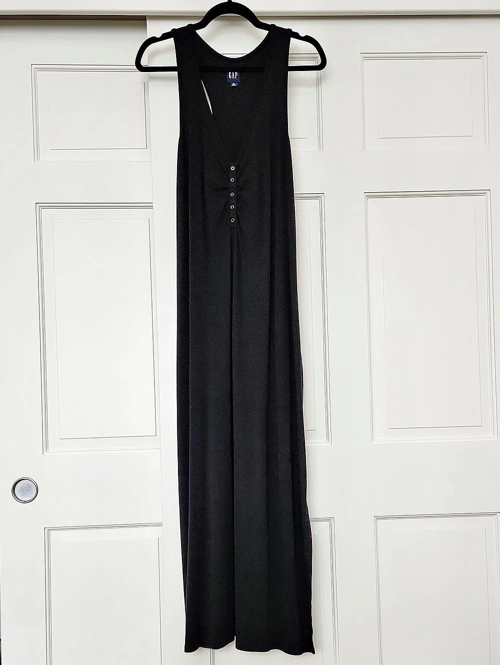 Gap SL HENLEY RACE Black Maxi Dress Size XL Like New